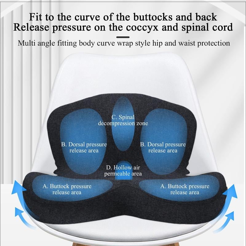 💎 50% OFF! 💎 Non-Slip Memory Foam Seat Cushion – Sciatica Relief, Breathable Mesh & Universal Fit for Car, Office & Wheelchair